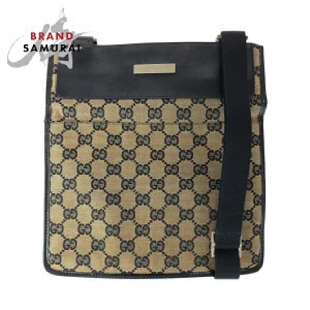 Gucci Beige Gray GG Canvas Leather Shoulder Bag Pouch
